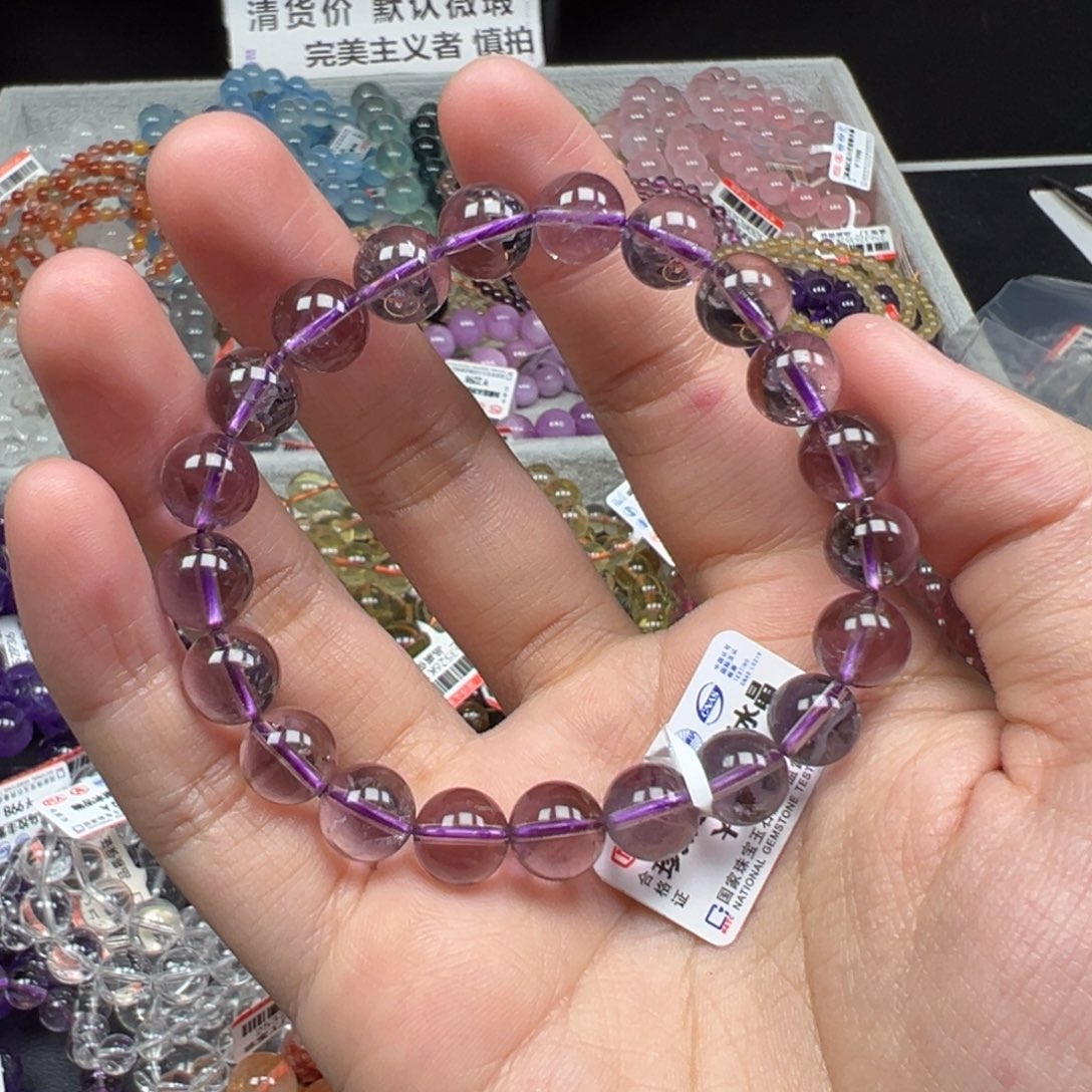 水晶手链未镶嵌卡9.5巴西紫水晶89