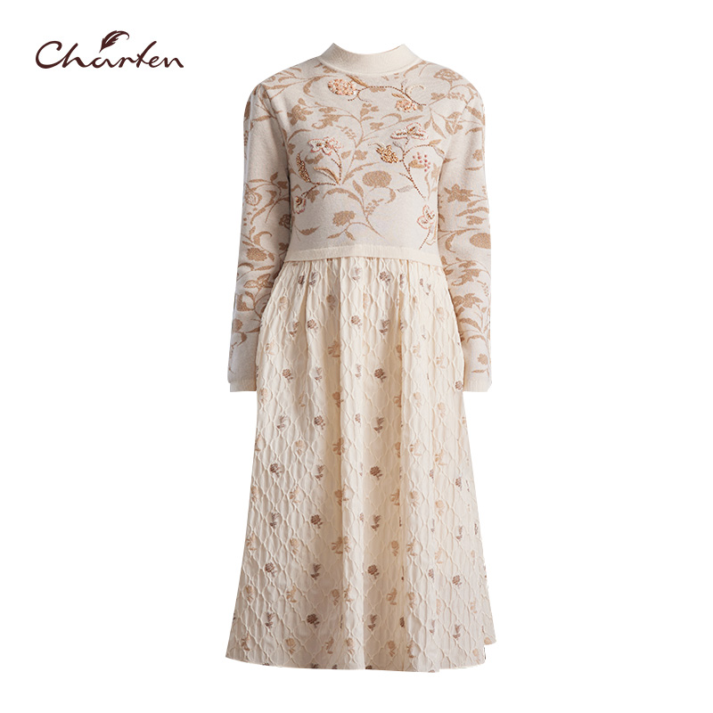 【媛媛专享】朝峰新款时尚绣花连衣裙CFD3C325-3039G