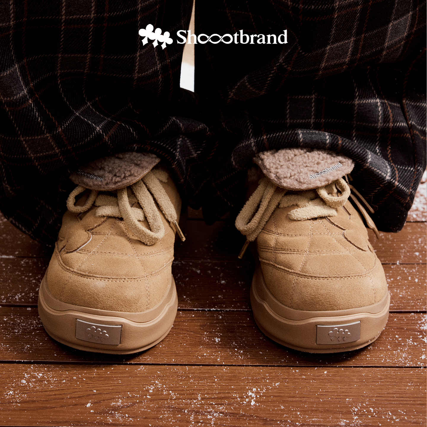 重组系列毛毛勃肯鞋卡其绒半拖牛绒面革加绒冬穆勒鞋SHOOTBRAND