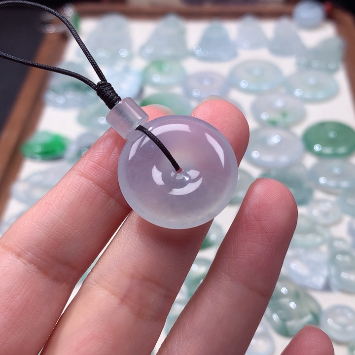 翡翠未镶嵌颈饰冰种平安扣一套