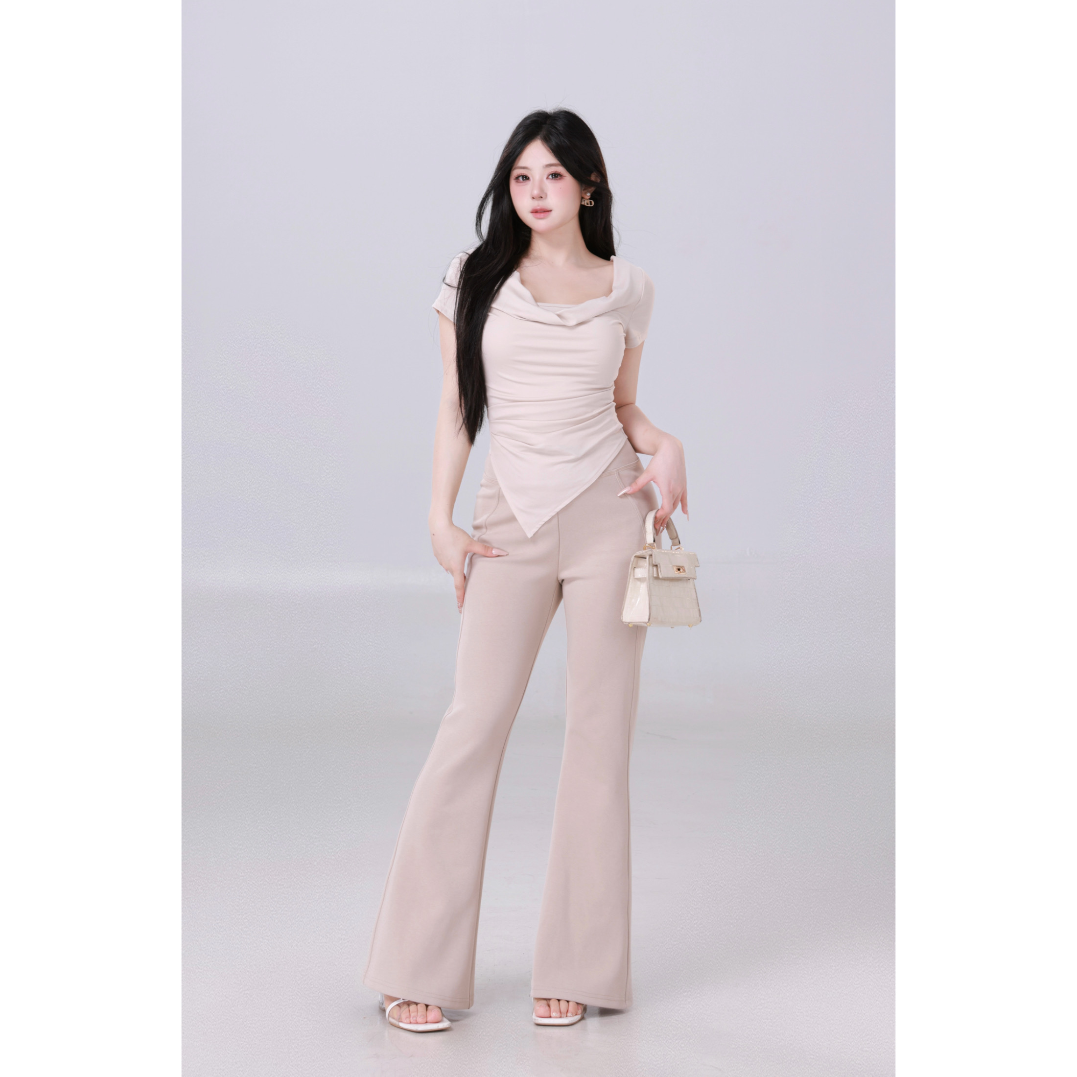 清清萌面侠【比例腿精裤】经典高腰喇叭裤5319M