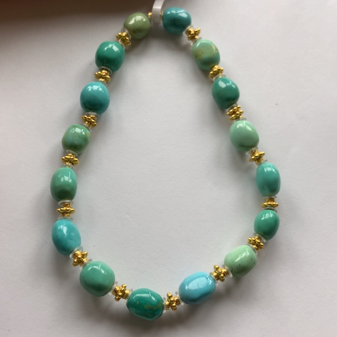 绿松石手串银S925镶嵌