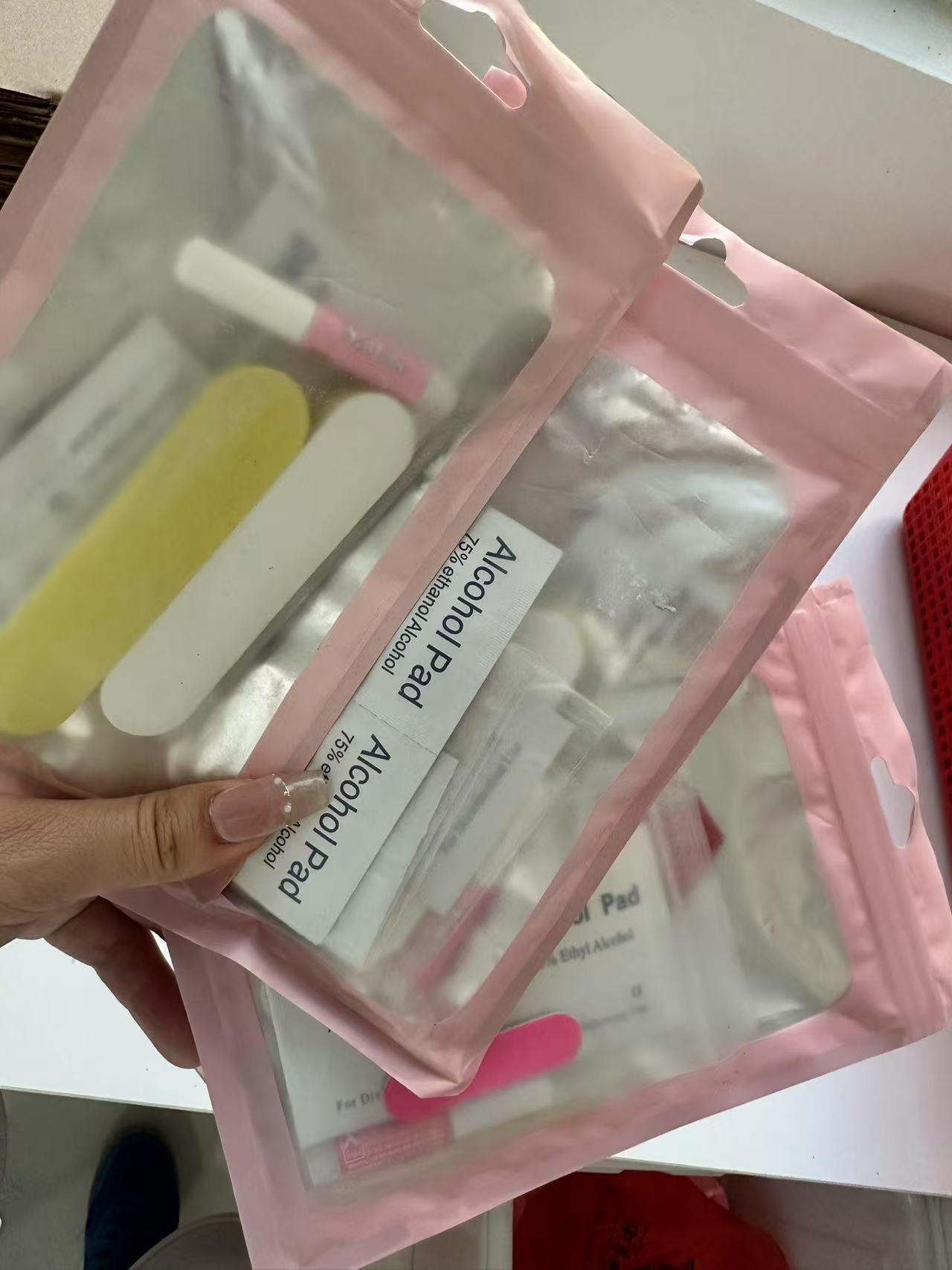 高定穿戴甲材料包含果冻胶贴酒精棉片木棒搓条粘甲片胶水