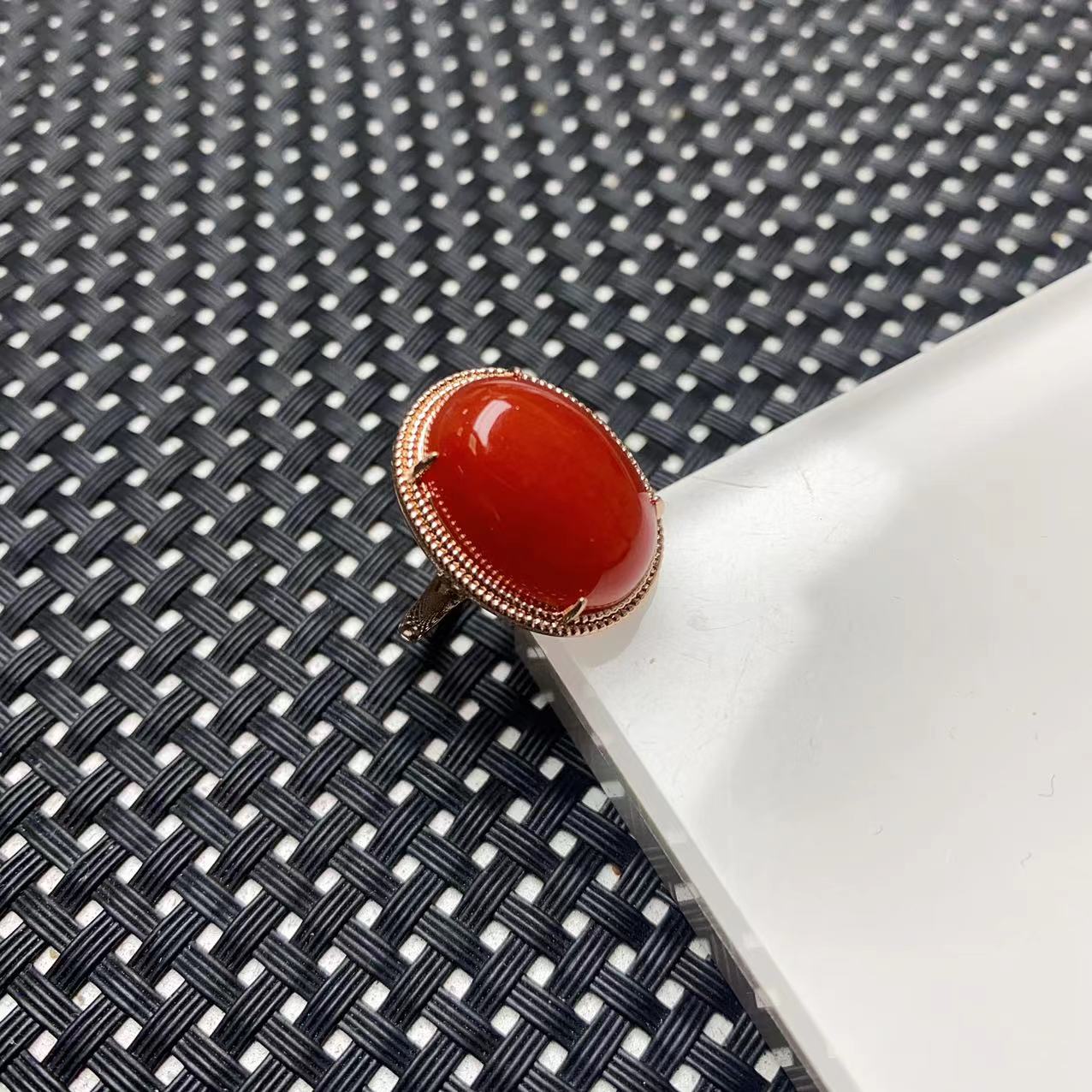 [聚小石]A813红色蛋面戒指