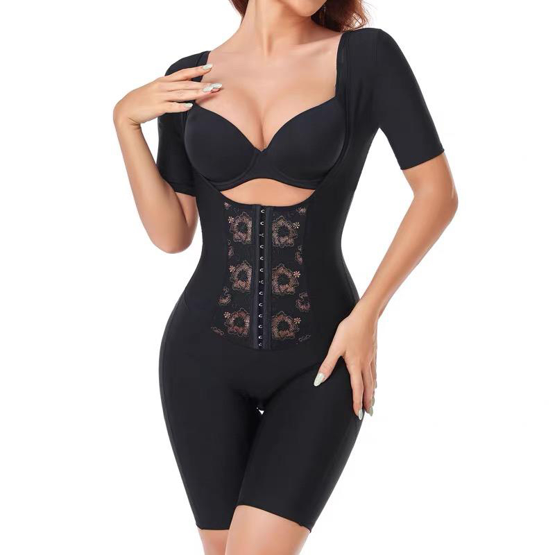 【短袖短裤】美容院医美强压连体衣秋冬刺绣收腰收腹提臀塑形美体衣