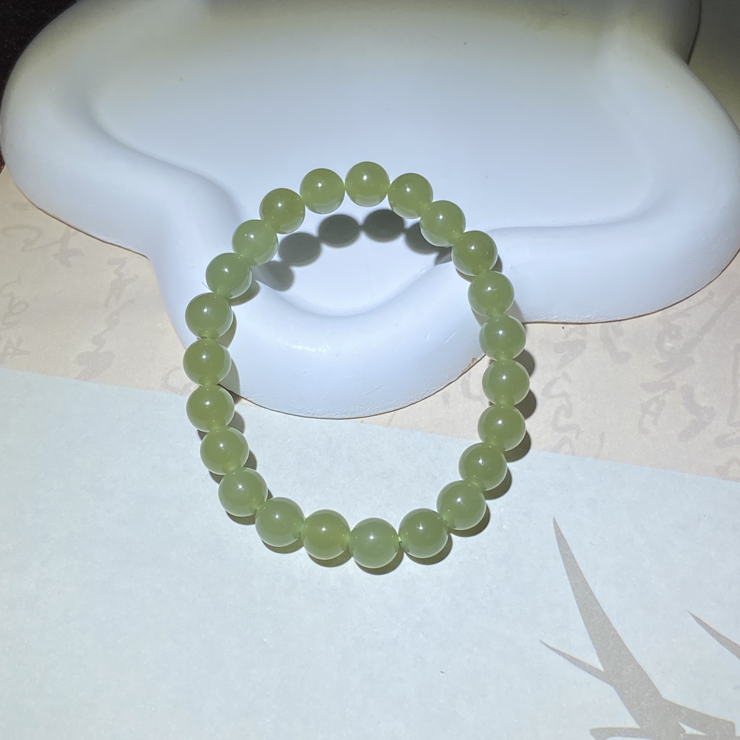 SC606 和田玉青提色葡萄肉手串约卡8mm