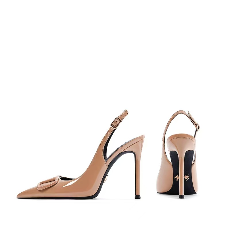 2025夏季纯色华家V扣设计不累脚职业尖头细跟气质凉鞋高跟鞋