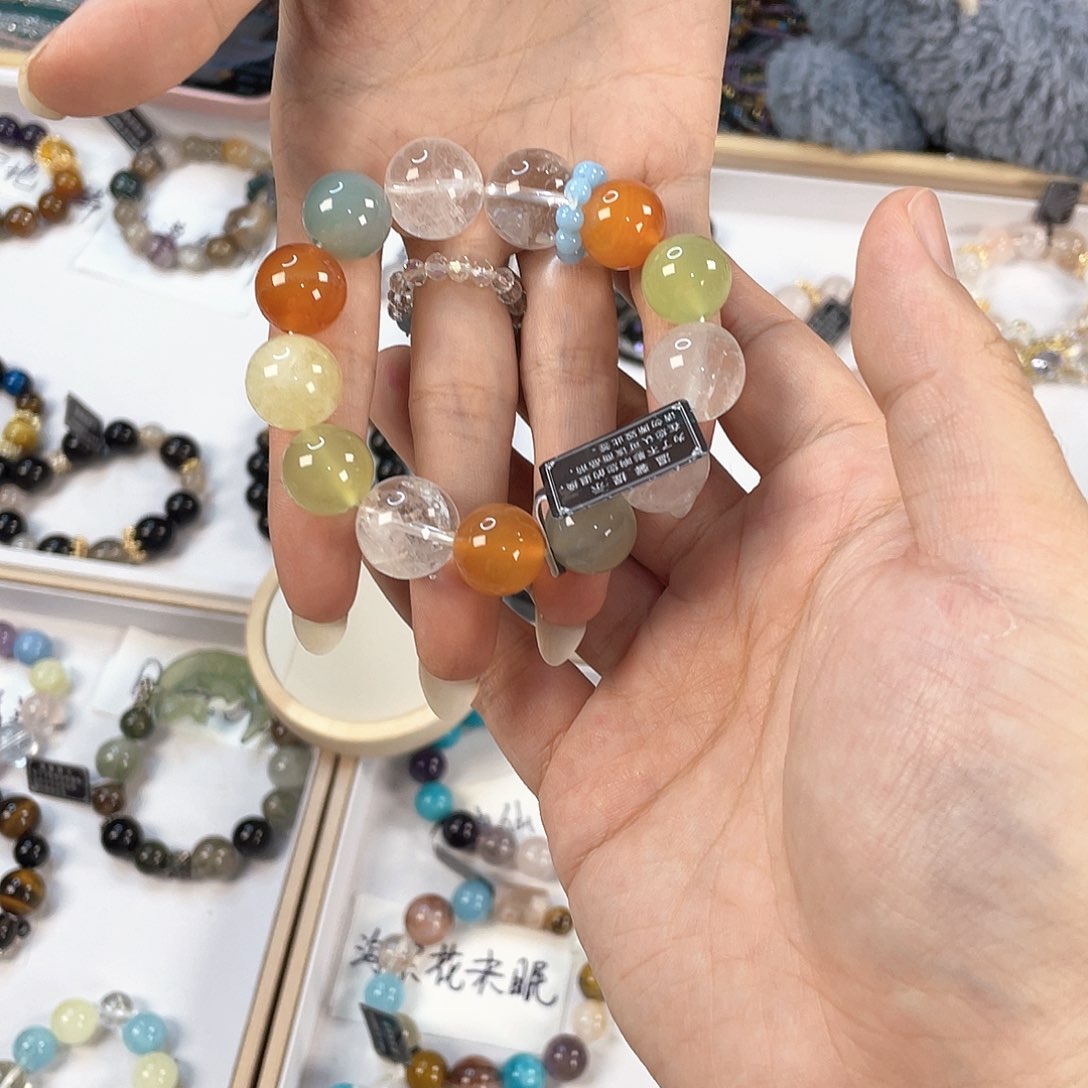 水晶手链银S925镀金镶嵌