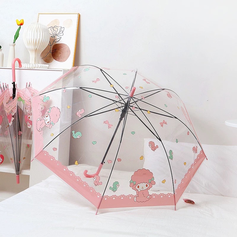 三丽鸥美乐蒂自动透明长柄伞小羊piano美乐蒂卡通三丽鸥雨伞联名