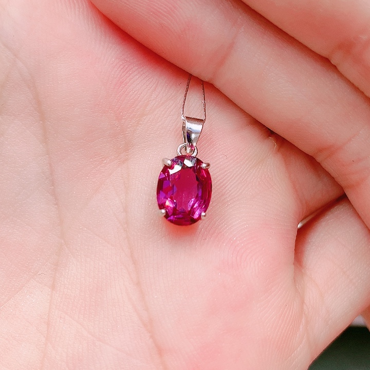石榴石吊坠(不含链)银S925镶嵌7✖️9