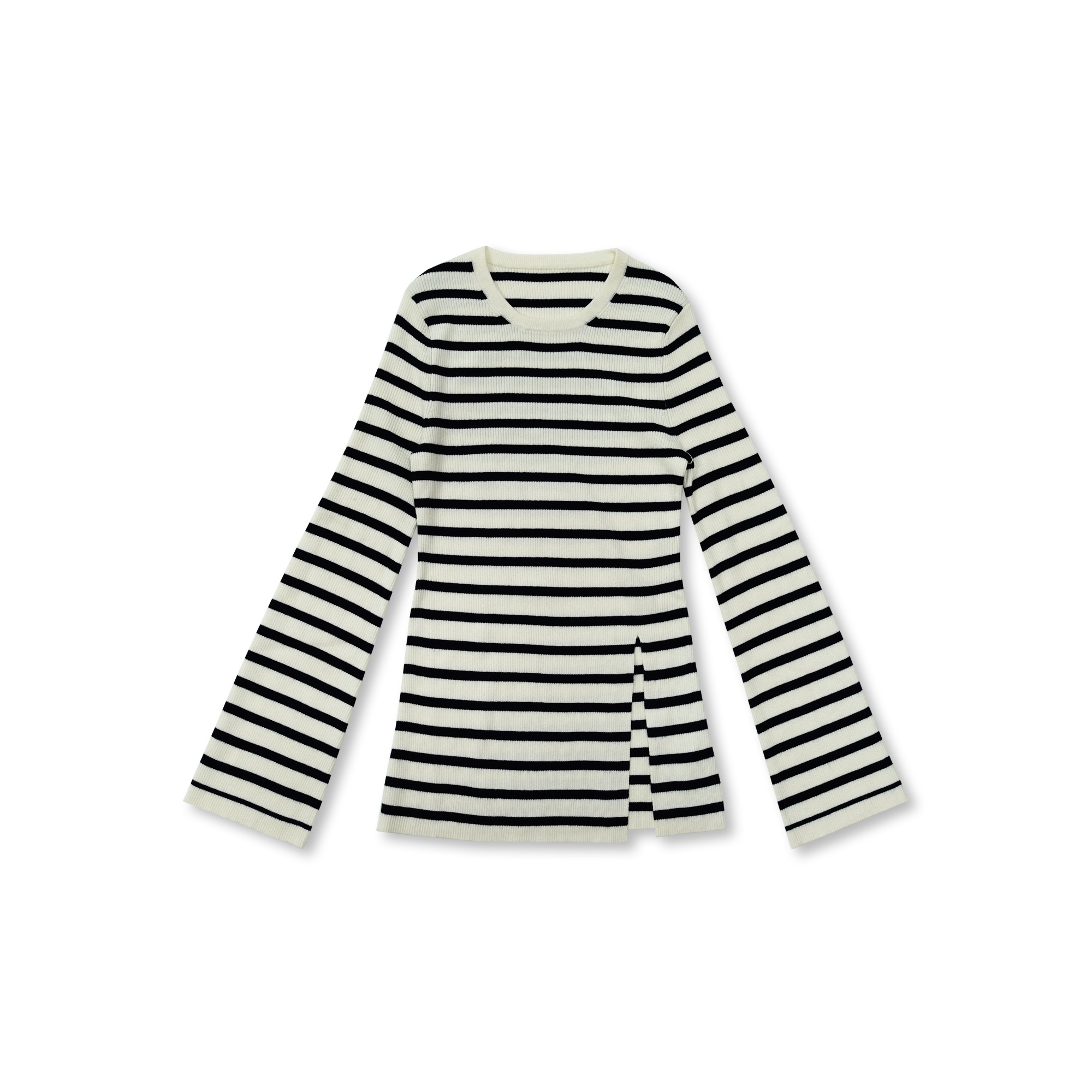 【佩佩专属】女款修身圆领套头喇叭袖针织衫22855