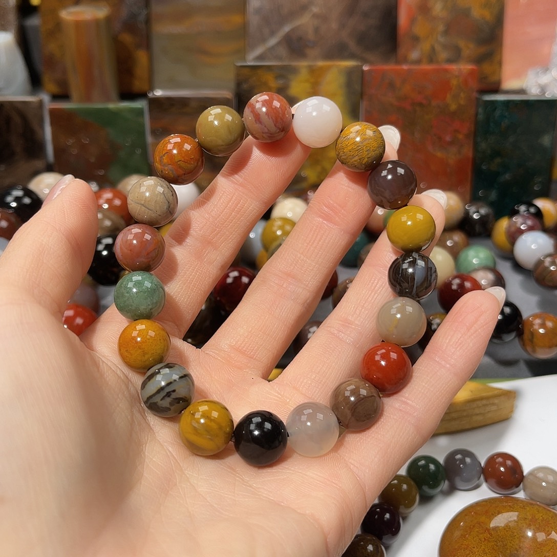 余***乐硅化玉未镶嵌天然北票硅化玉手串11.2