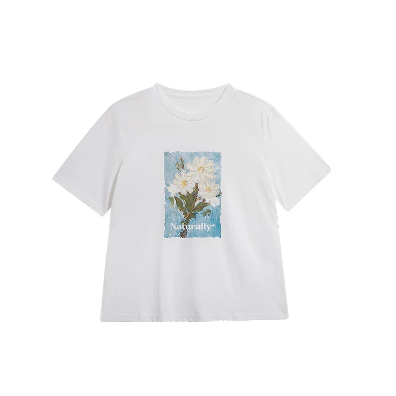 Pada.嘻&D【油画T】油画印花 简约百搭时尚T恤 2225 Hi Fortune