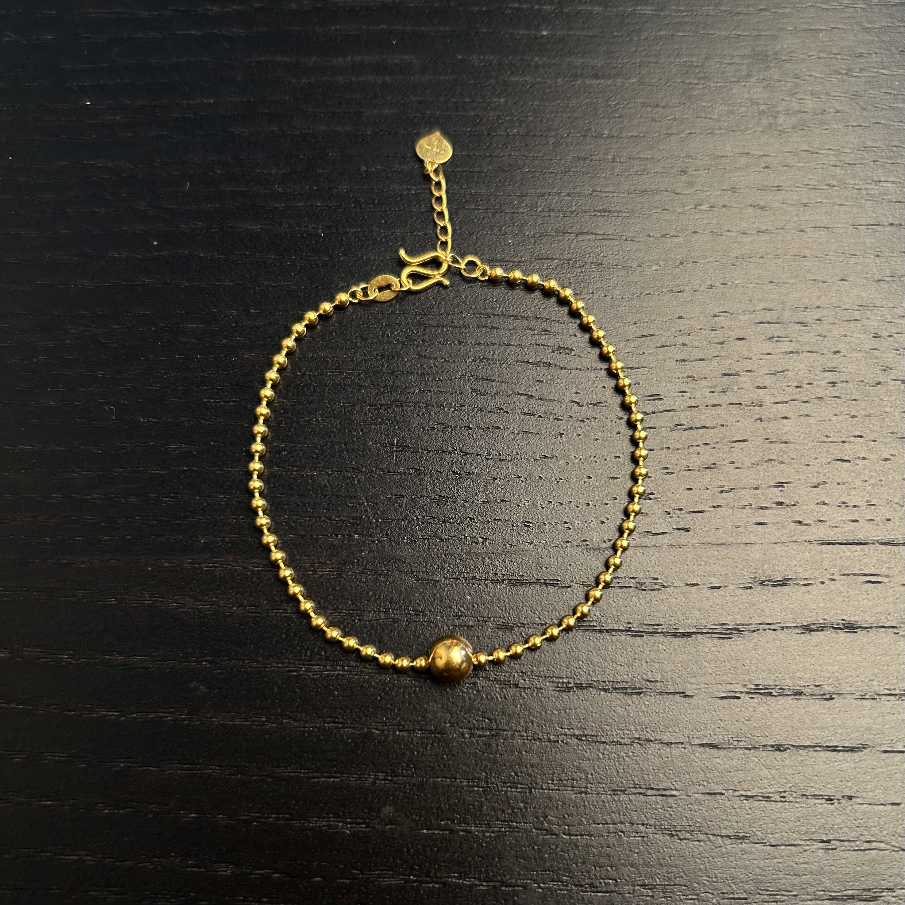 足金999真金5g玲珑小圆珠手链