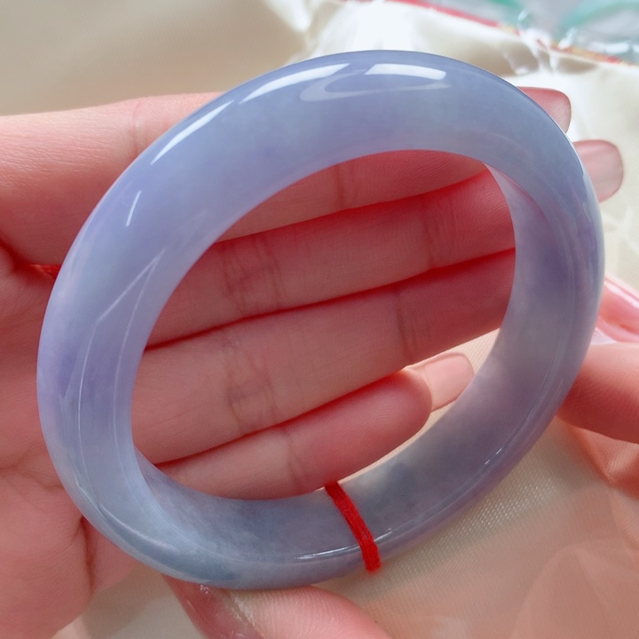 翡翠手镯未镶嵌毕业款货头浓紫细腻53.54完美