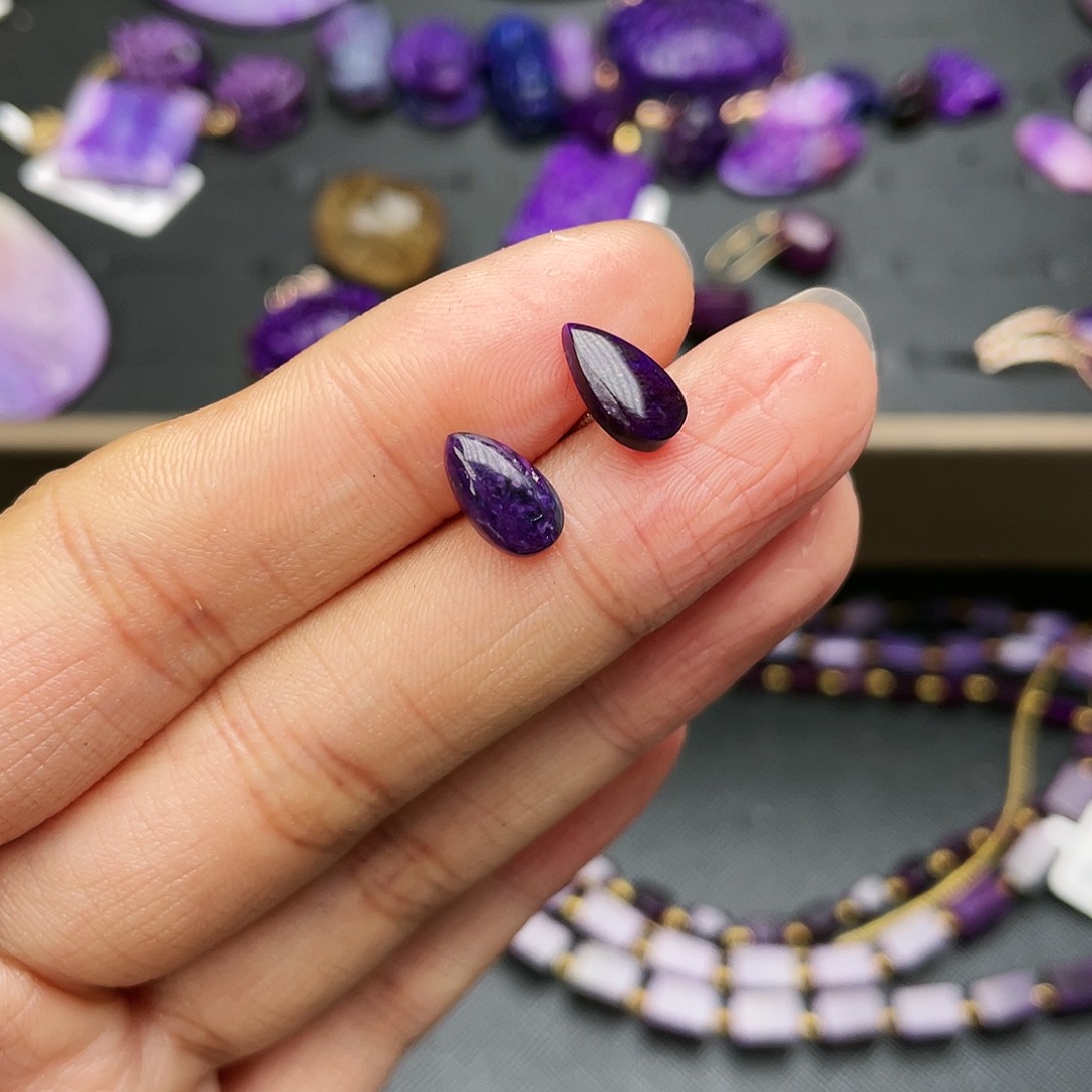 苏纪石（舒俱来）耳环银S925镶嵌