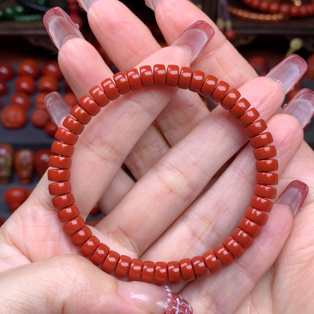 南红玛瑙精工药片手串未镶嵌6.3