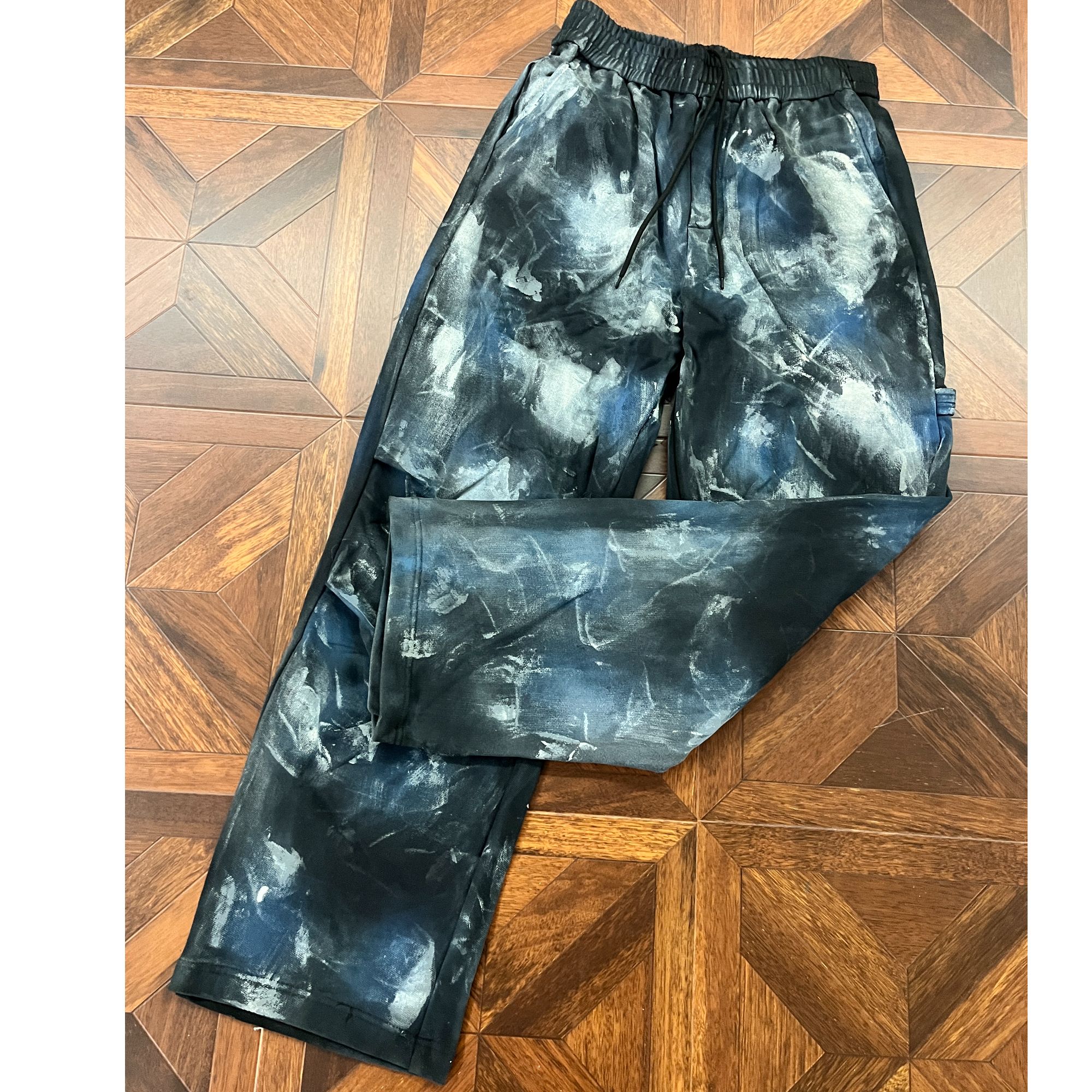 美式oldschool扎染裤子高街潮牌慵懒遛弯裤日系宽松阔腿裤1099