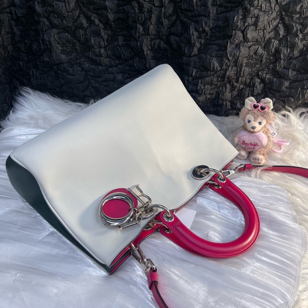 95新 DIOR/迪奥 迪奥三色中号拼接vip手提斜挎包