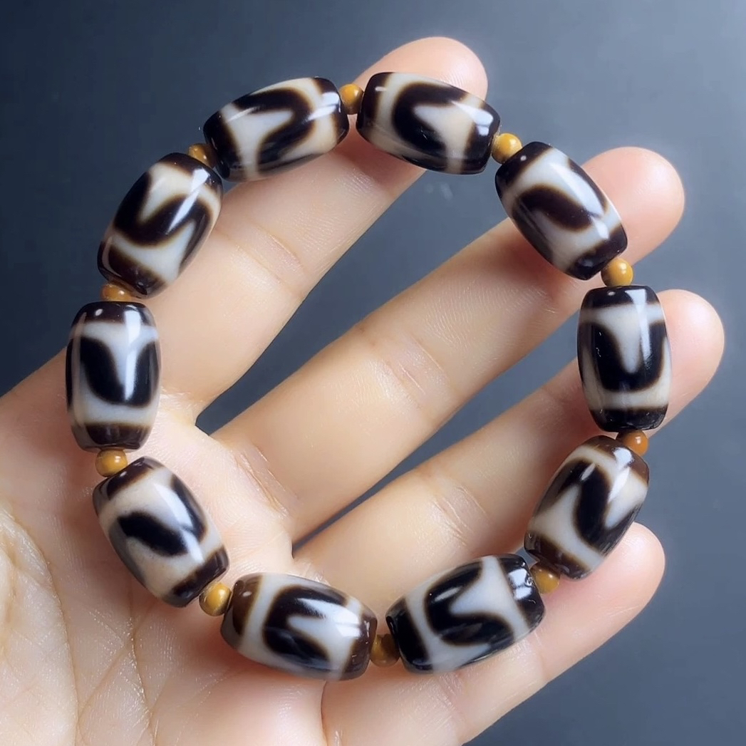 上肯牙黄虎牙天珠手串天然玛瑙真品项链民族风16.6x10.1