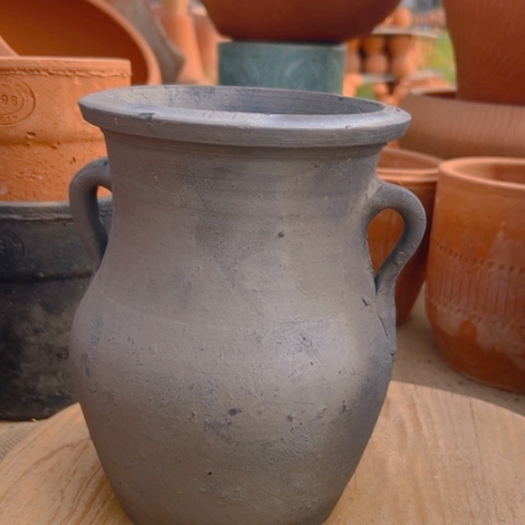 口14高19黑陶双耳