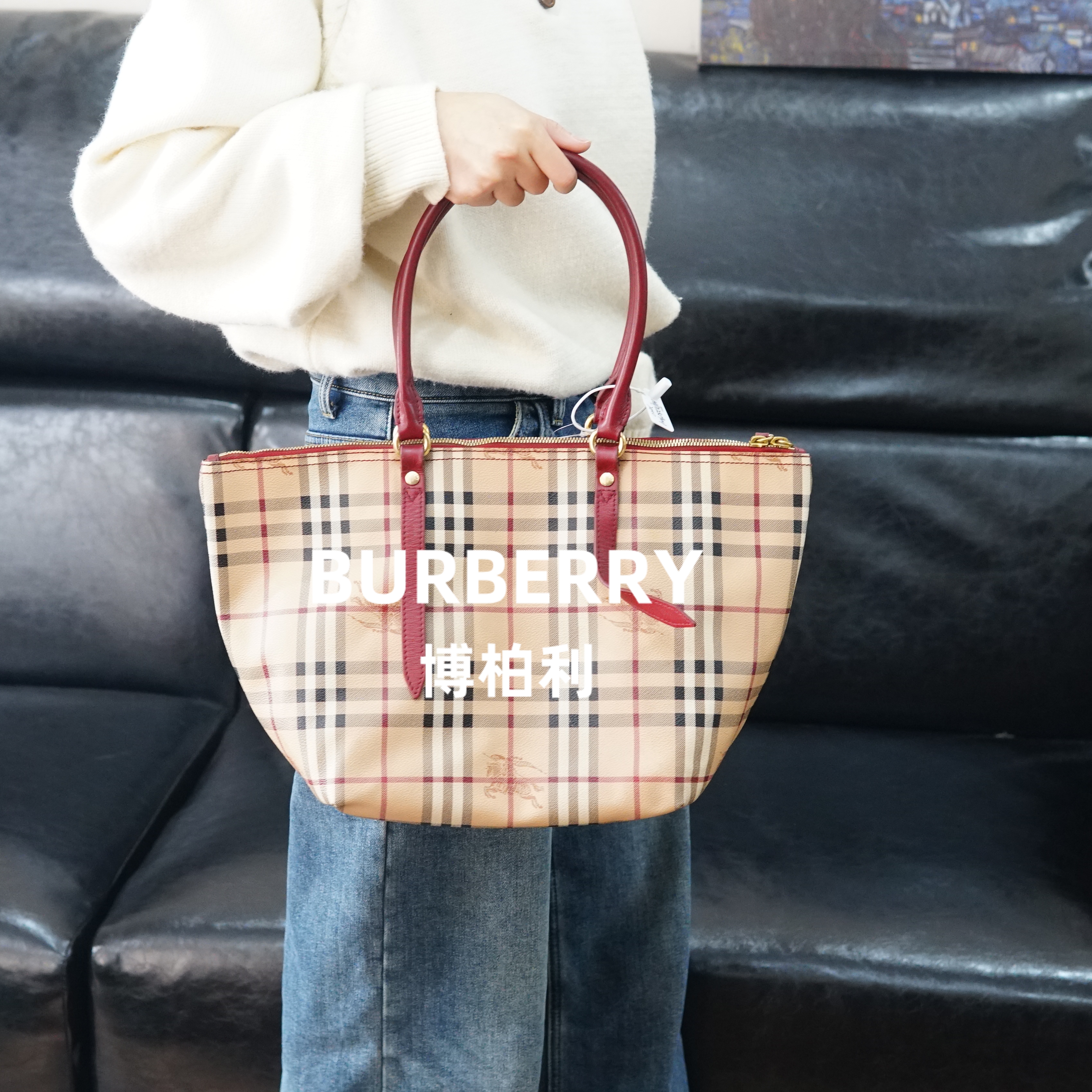 95新 BURBERRY/博柏利 格纹单肩包/HD12519011/9011