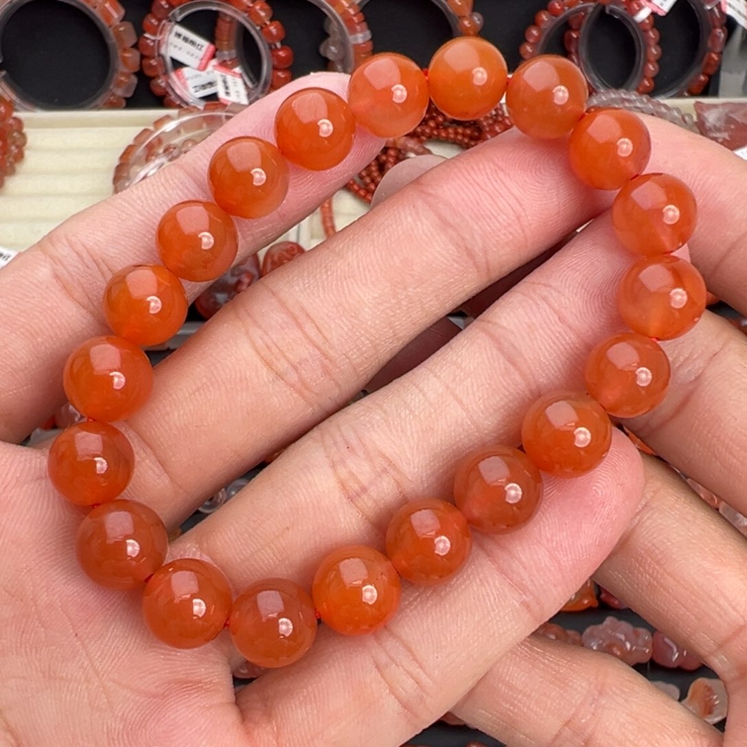 南红玛瑙未镶嵌颈饰冰橘单圈9mm+