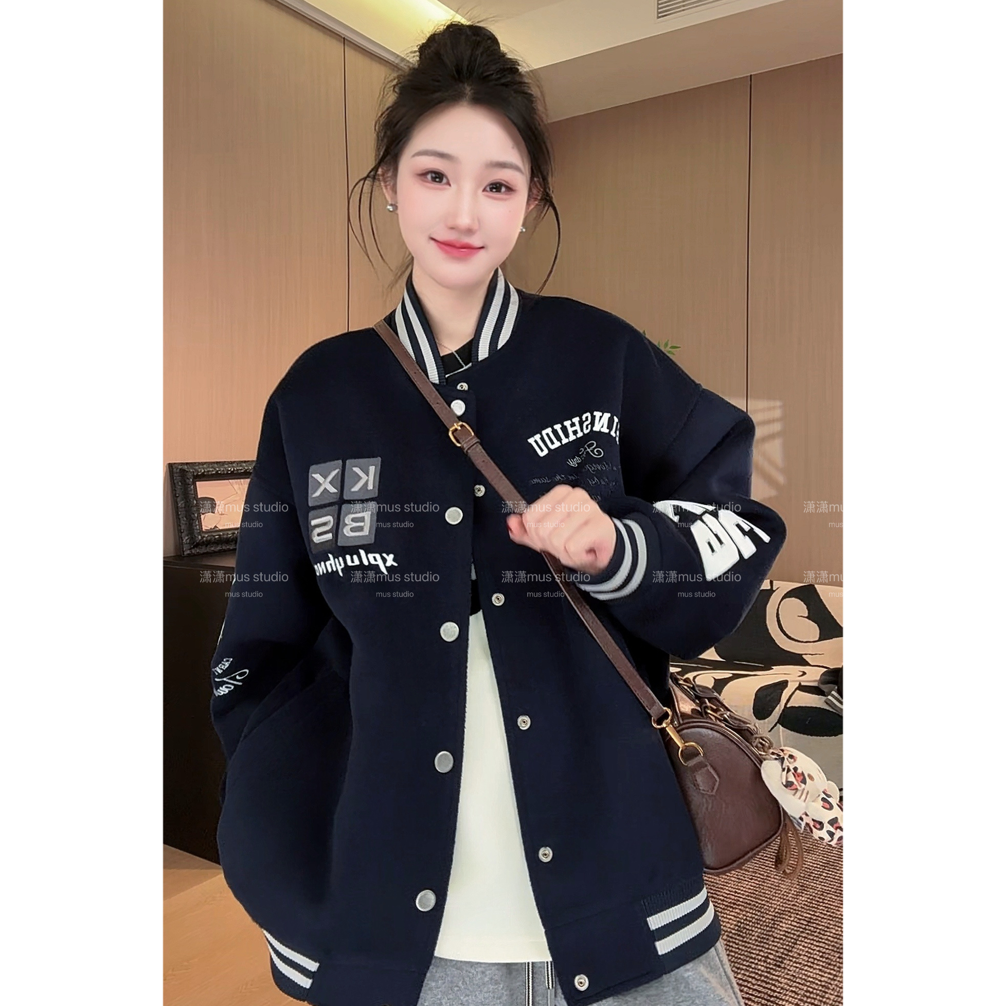 【原创新品】高品质秋冬潮牌男女同款夹棉加厚棒球服外套夹克66885