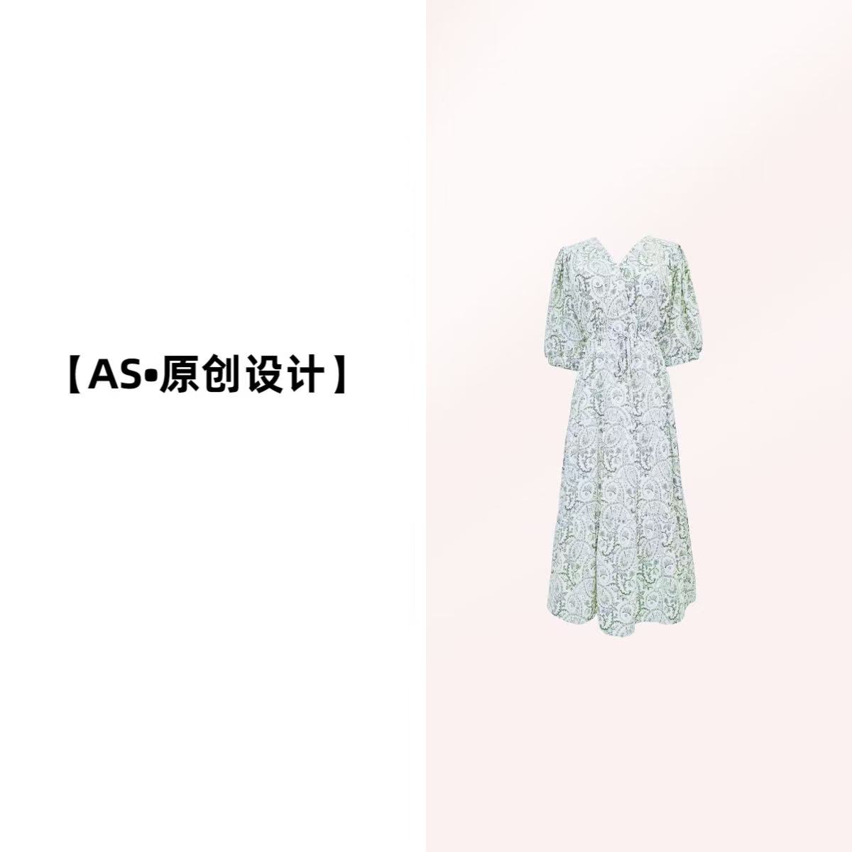 【AS•原创设计】NN715-时尚女装设计感连衣裙法式气质复古泡泡袖