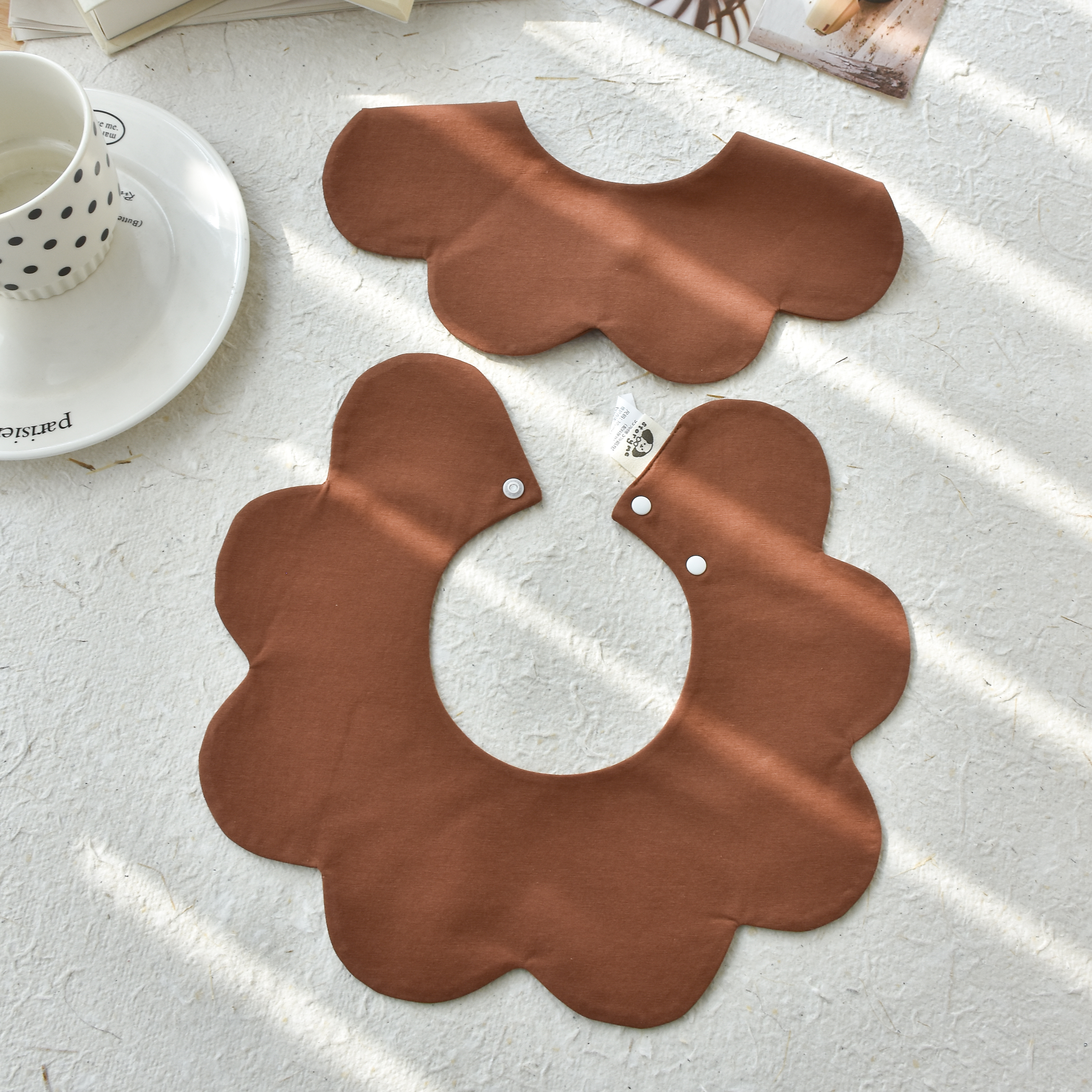 [Y061]纯色焦糖色口水巾围兜新生儿防吐奶柔软透气可爱ins风