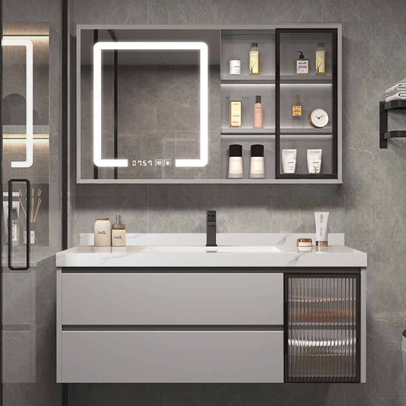 浴室柜洗脸盆柜组合陶瓷一体盆洗手卫生间洗漱台面镜实木简约套装