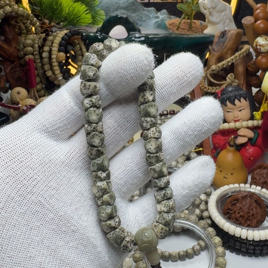 星月菩提手串12号车尺寸10石玉玛尼墩手持