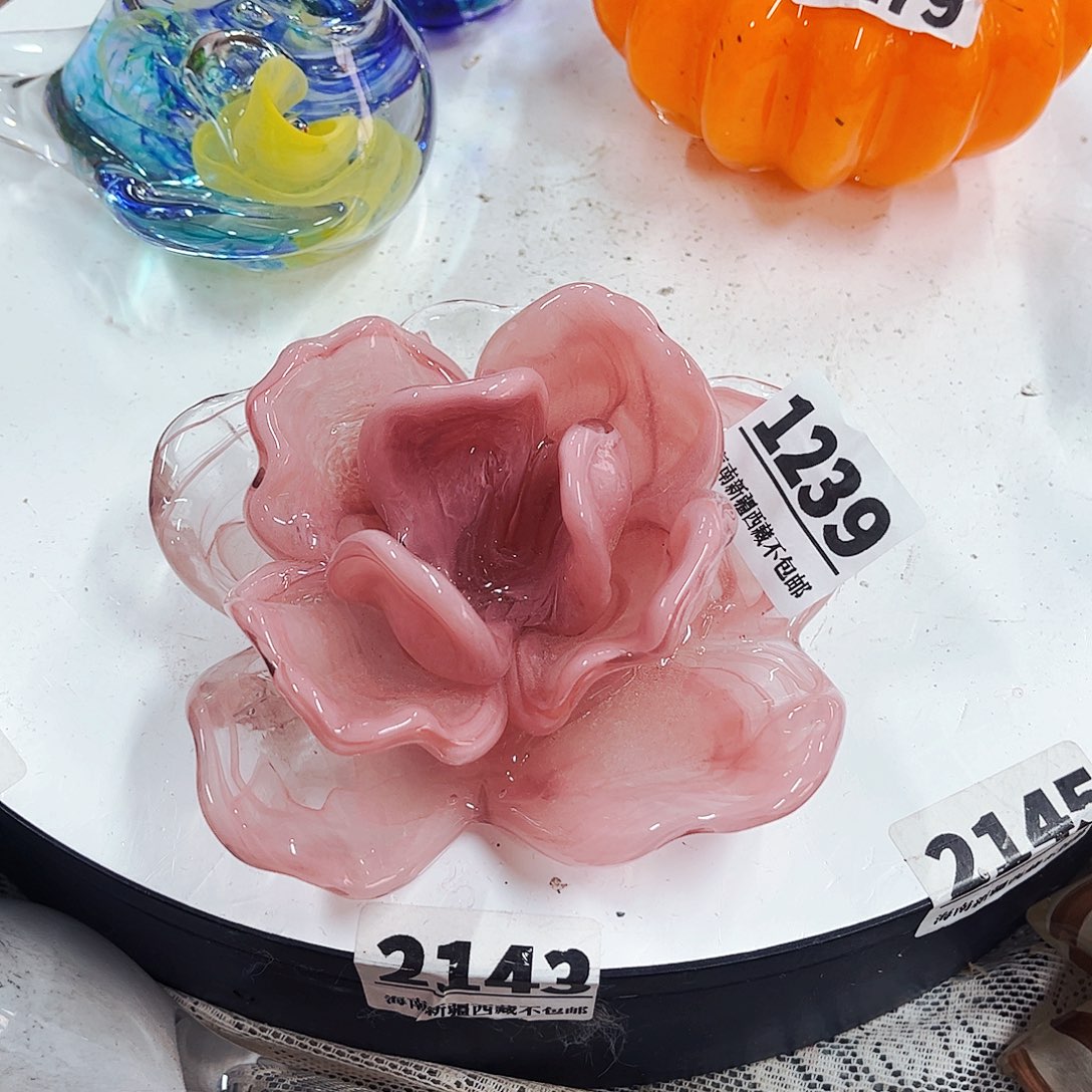 1239荷花摆件 家悦琉璃工艺品不完美