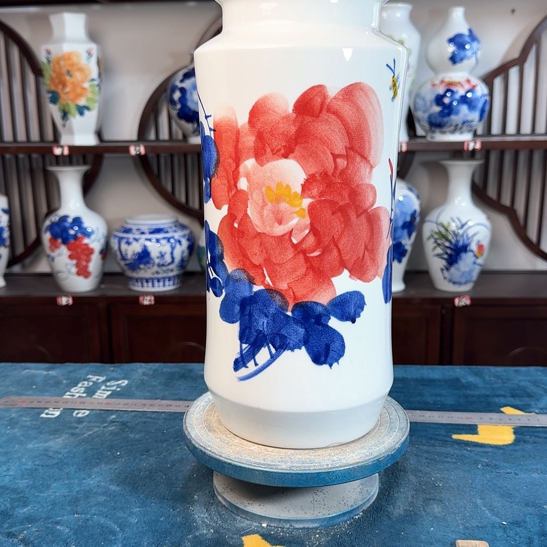 摆件景德镇陶瓷书红牡