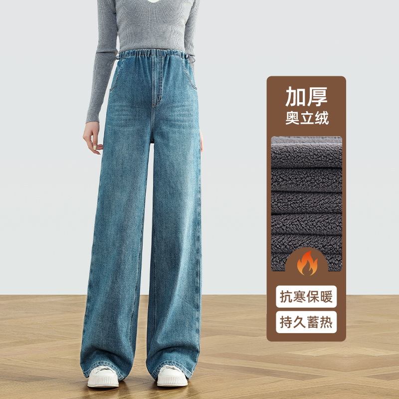 孕妇裤2025新款秋季外穿宽松牛仔裤大码无托腹高腰直筒加绒孕妇裤