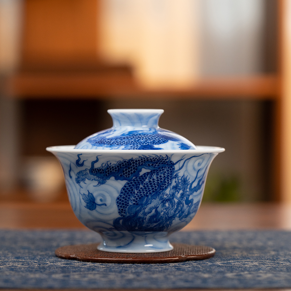 【墨舍名窑】画堂春龙凤盖碗 景德镇陶瓷泡茶器（htc1097）