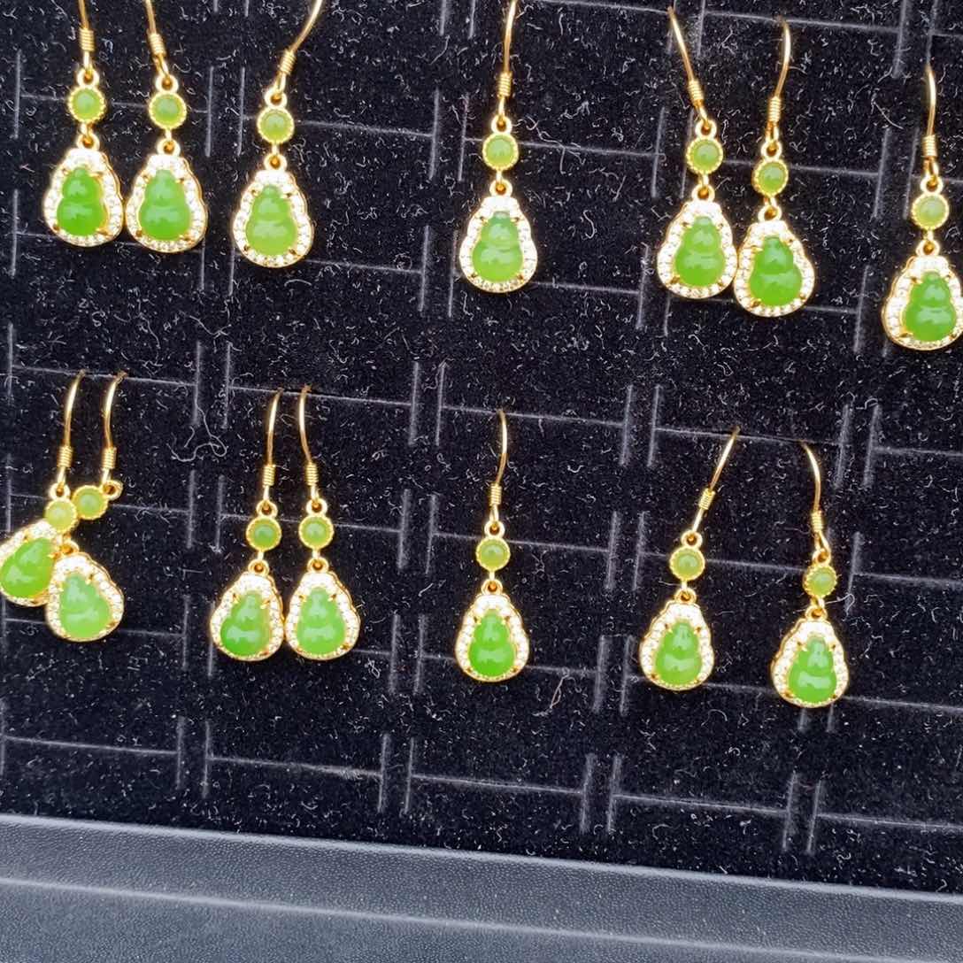 和田玉耳饰银S925镶嵌多样性发货 拍一发一