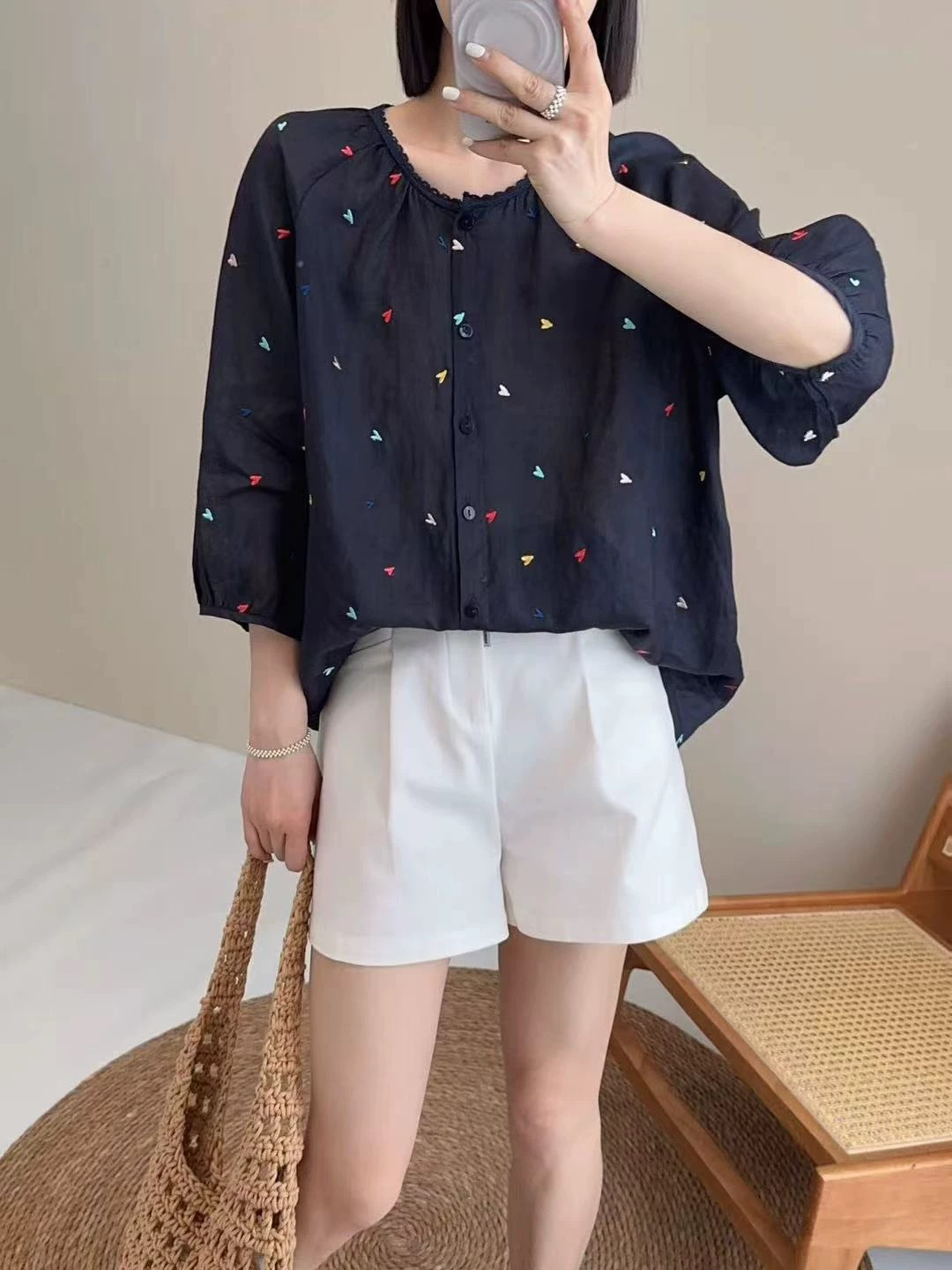 827 夏季时尚百搭显瘦衬衫