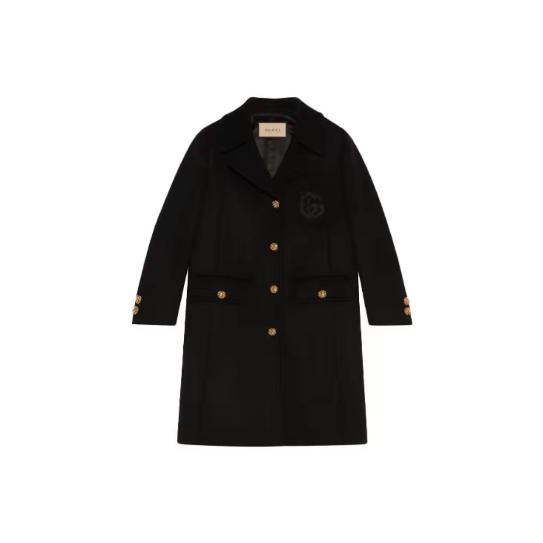 全新未使用 GUCCI/古驰 Logo字母刺绣双排扣大衣 /40码/A02003