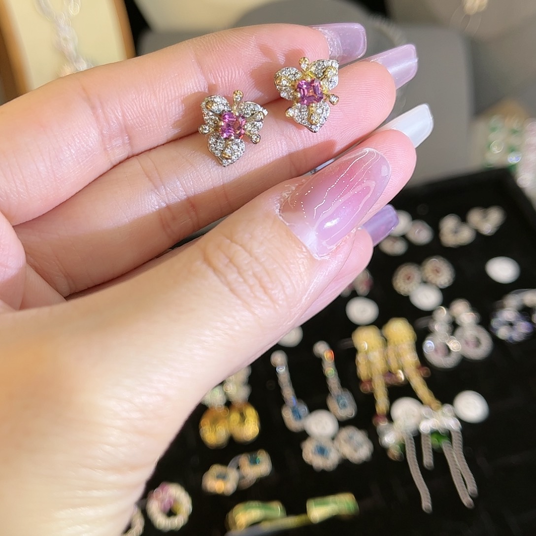 石榴石耳坠银S925镶嵌小*