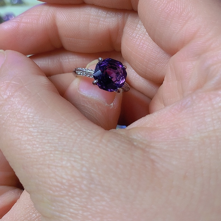 紫晶戒指银S925镶嵌紫***6
