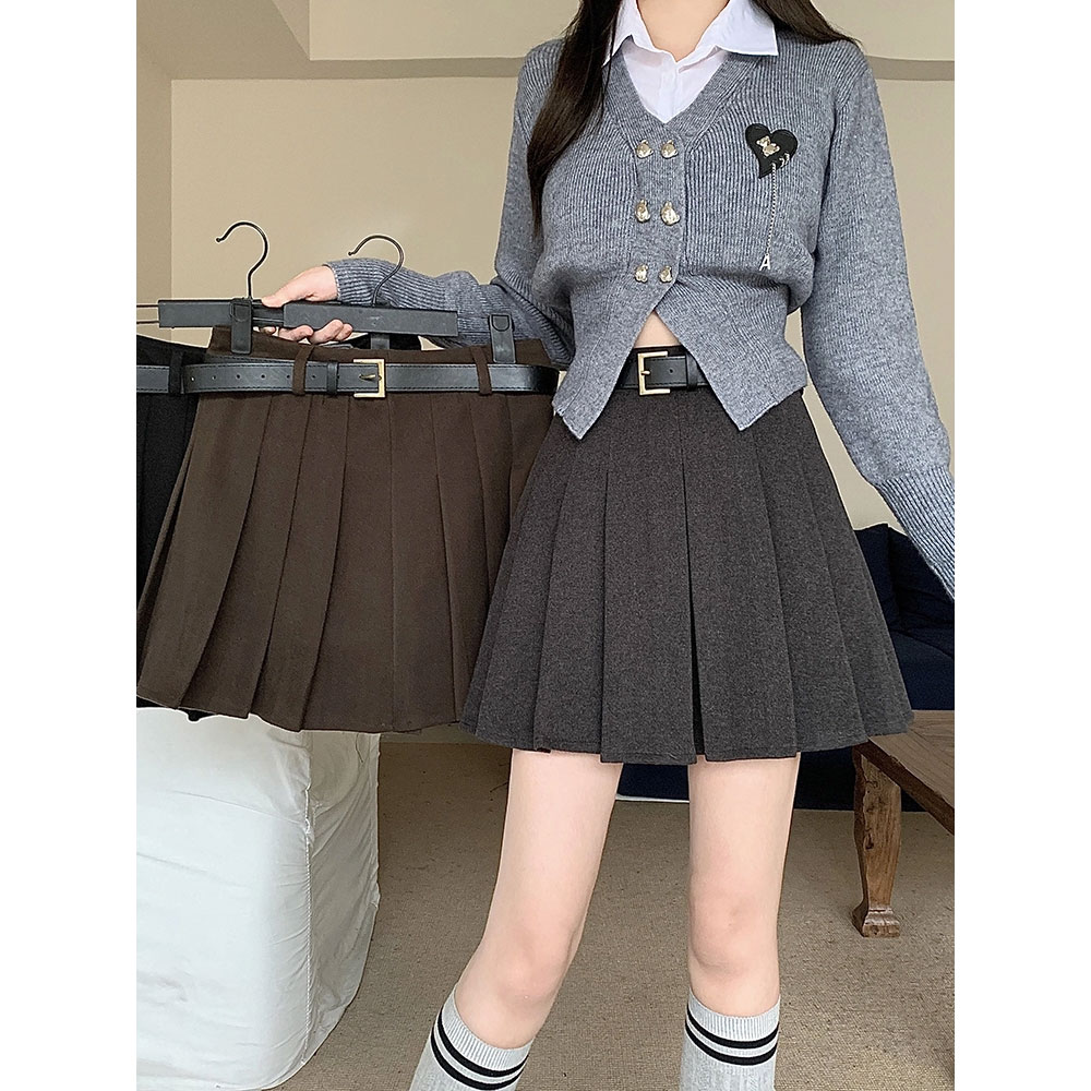 大码港风复古百褶裙2025新款百搭半身裙胖mm高腰显瘦短裙子女