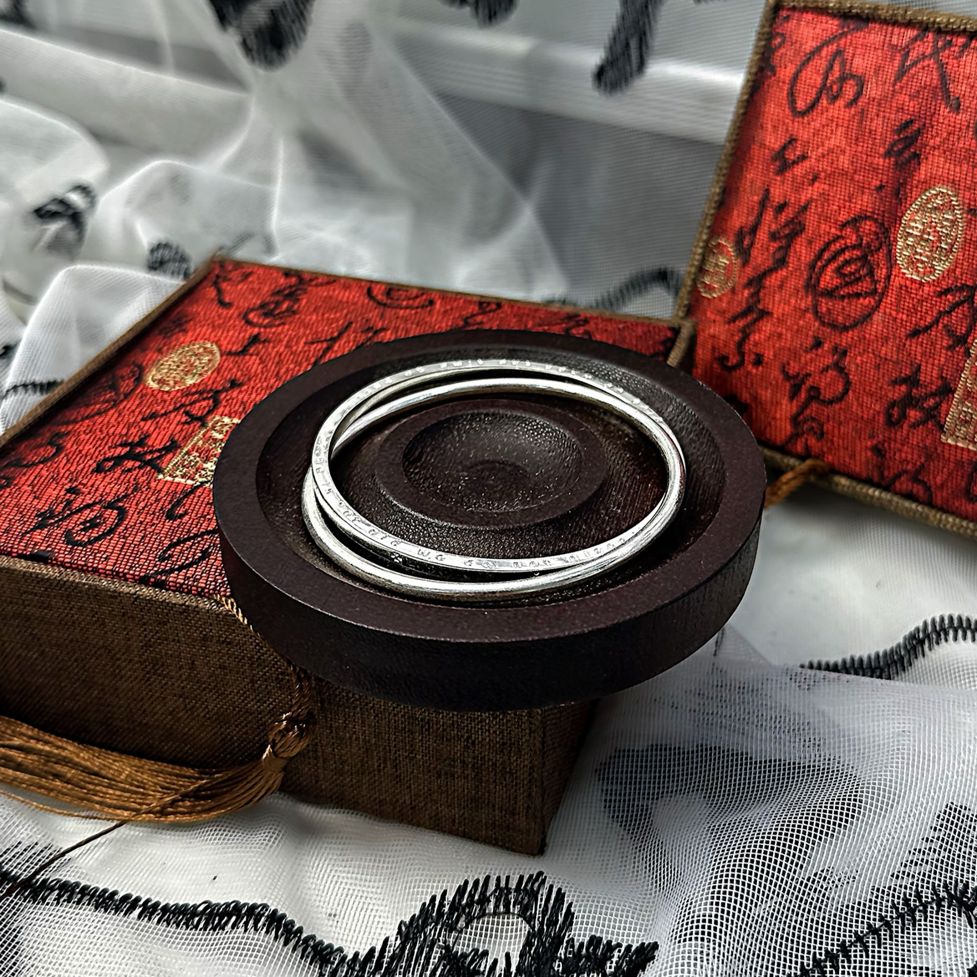 足银手镯 S007 双环四叶草手镯经典百搭手工时尚复古