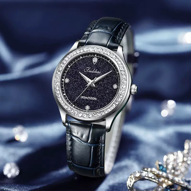 女士轻奢百搭镶钻星空石英手表时尚潮流女款