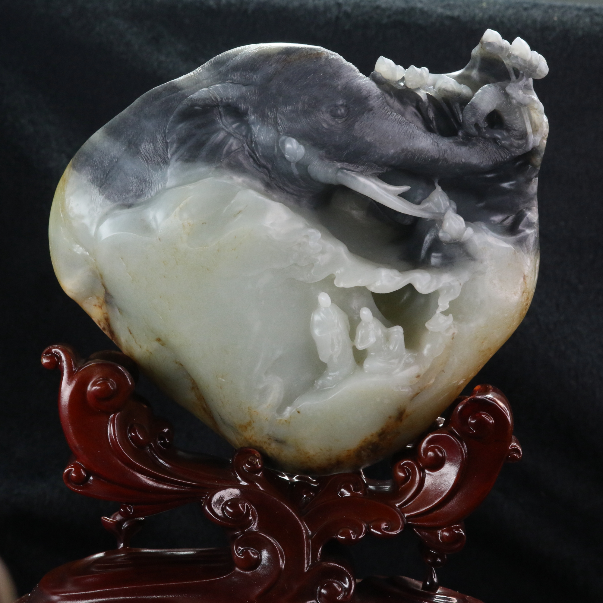 43和田玉象驮双悟福慧双悟/000597北京中保拍卖