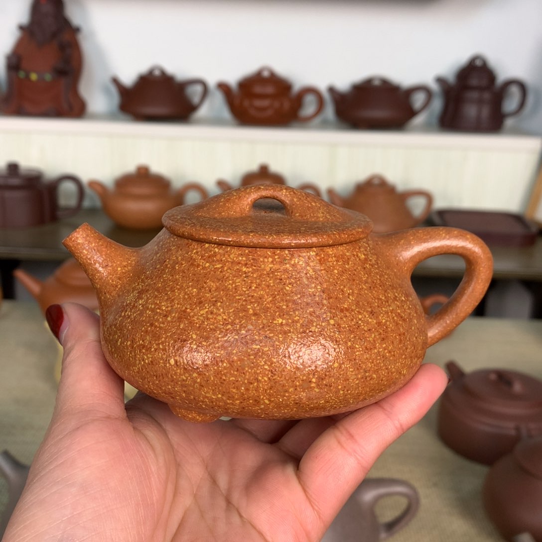 紫砂茶壶手磨红降坡容量200