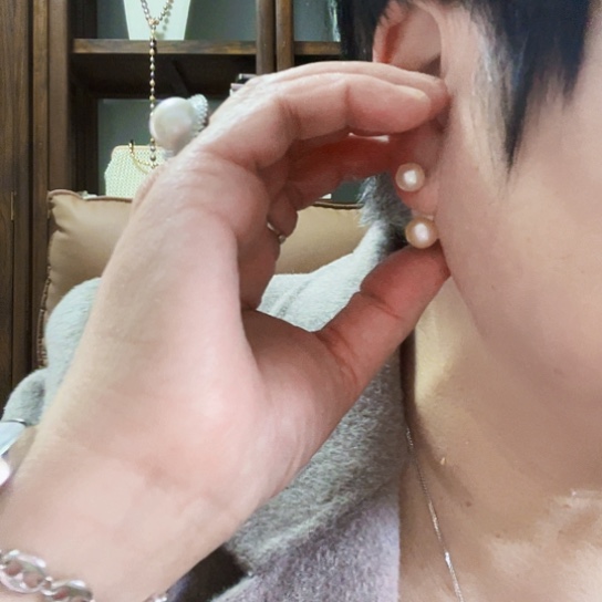 淡水珍珠耳饰银S925镶嵌