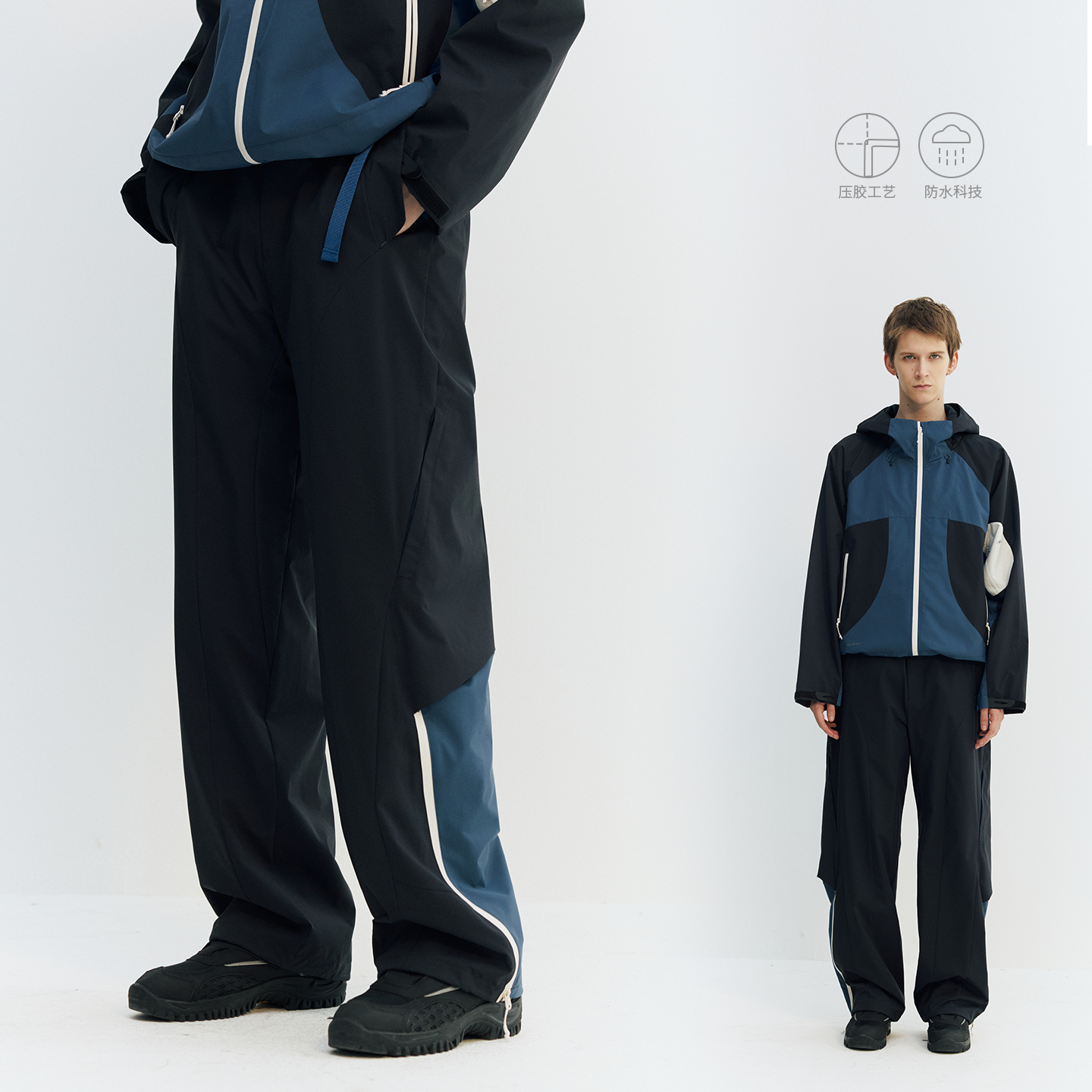 NORYBRAND 拼接色活页户外冲锋裤 机能运动通勤休闲裤