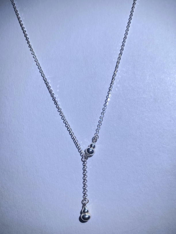 坠链均足银 通体足银999双葫芦套链轻奢小众精致百搭时尚项链吊坠