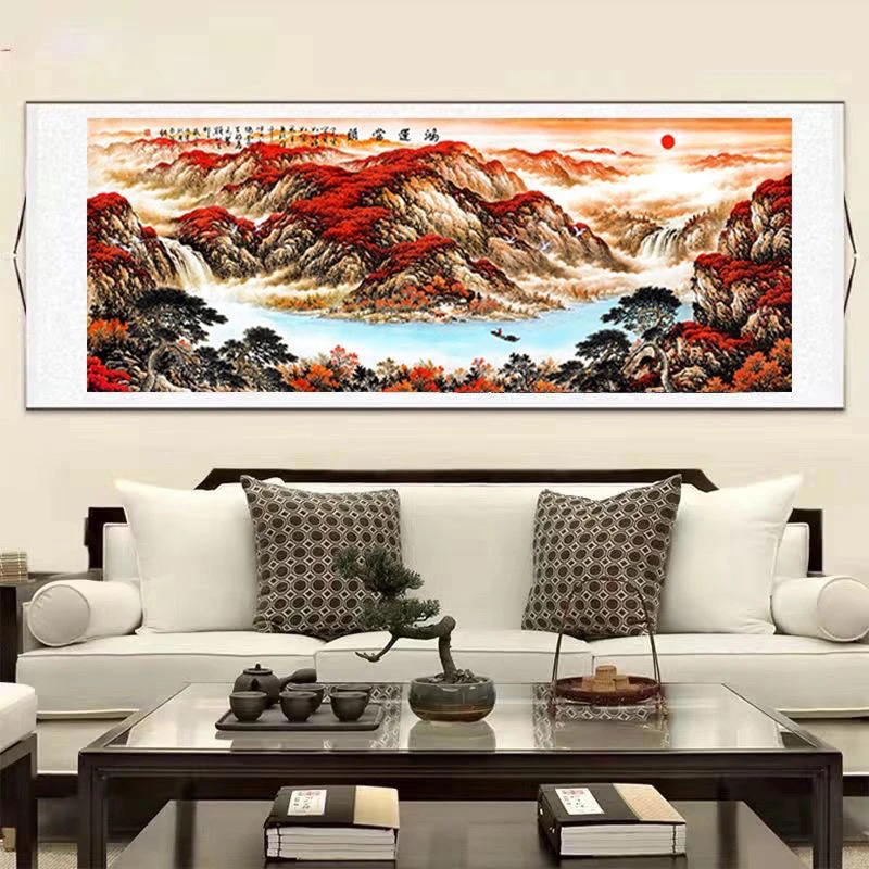 《鸿运当头》260*80CM横幅国画适合客厅办公室卧室茶室背景墙挂画